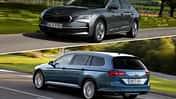 Collage mit Skoda Octavia und VW Passat als Vergleich der Top-Modelle im Flottenmarkt 2026 und 2021.
